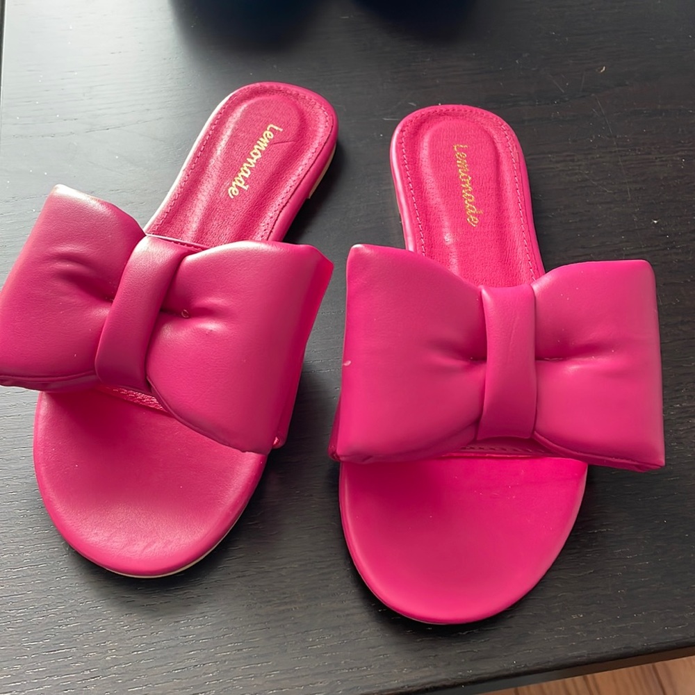 Lemonade pink flip flops